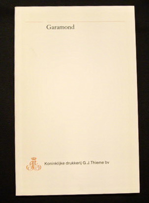 THIEME, GJ. KONINKLIJKE DRUKKERIJ NIJMEGEN. - Letterproef Garamond.