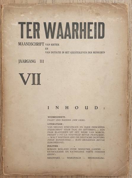 TER WAARHEID. - Ter Waarheid. Maandschrift van kritiek en van initatie in het geestesleven der menschen. Jaargang III  [1923] - VII