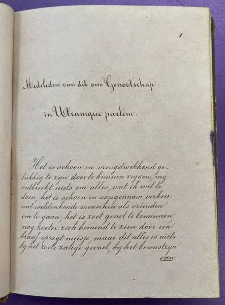 ONS GENOOTSCHAP IN UTRAMQUE PARTEM & VERVER, B. Verhandelingen  1840.