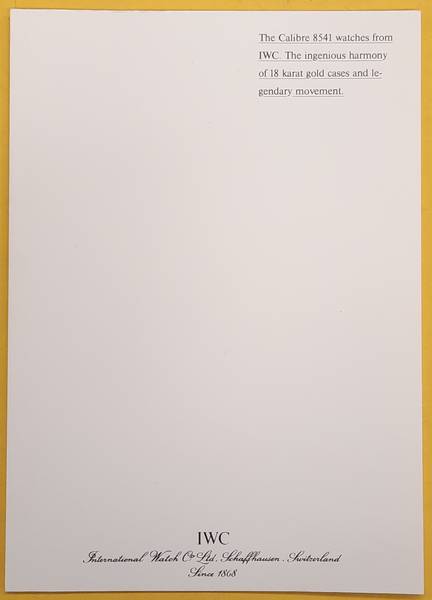 IWC. [INTERNATIONAL WATCH COMPANY] IWC Watch Catalogue + Dutch Price List (Prijslijst)