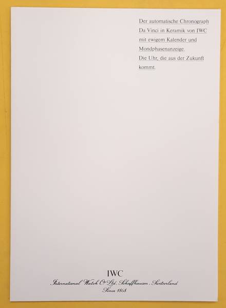 IWC. [INTERNATIONAL WATCH COMPANY] IWC Watch Catalog, Deutsche Ausgabe.