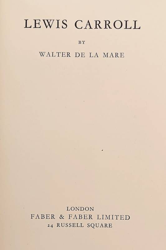 MARE, WALTER DE LA. Lewis Carroll.