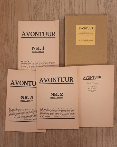 OSTAIJEN, PAUL VAN - PERRON, E. DU. & BORGERS, GERRIT [INLEIDING]. Avontuur Februari-April 1928 onder red. van Paul van Ostaijen en E. du Perron e.a. Facsimile-uitgave met een afzonderlijke inleiding door Gerrit Borgers